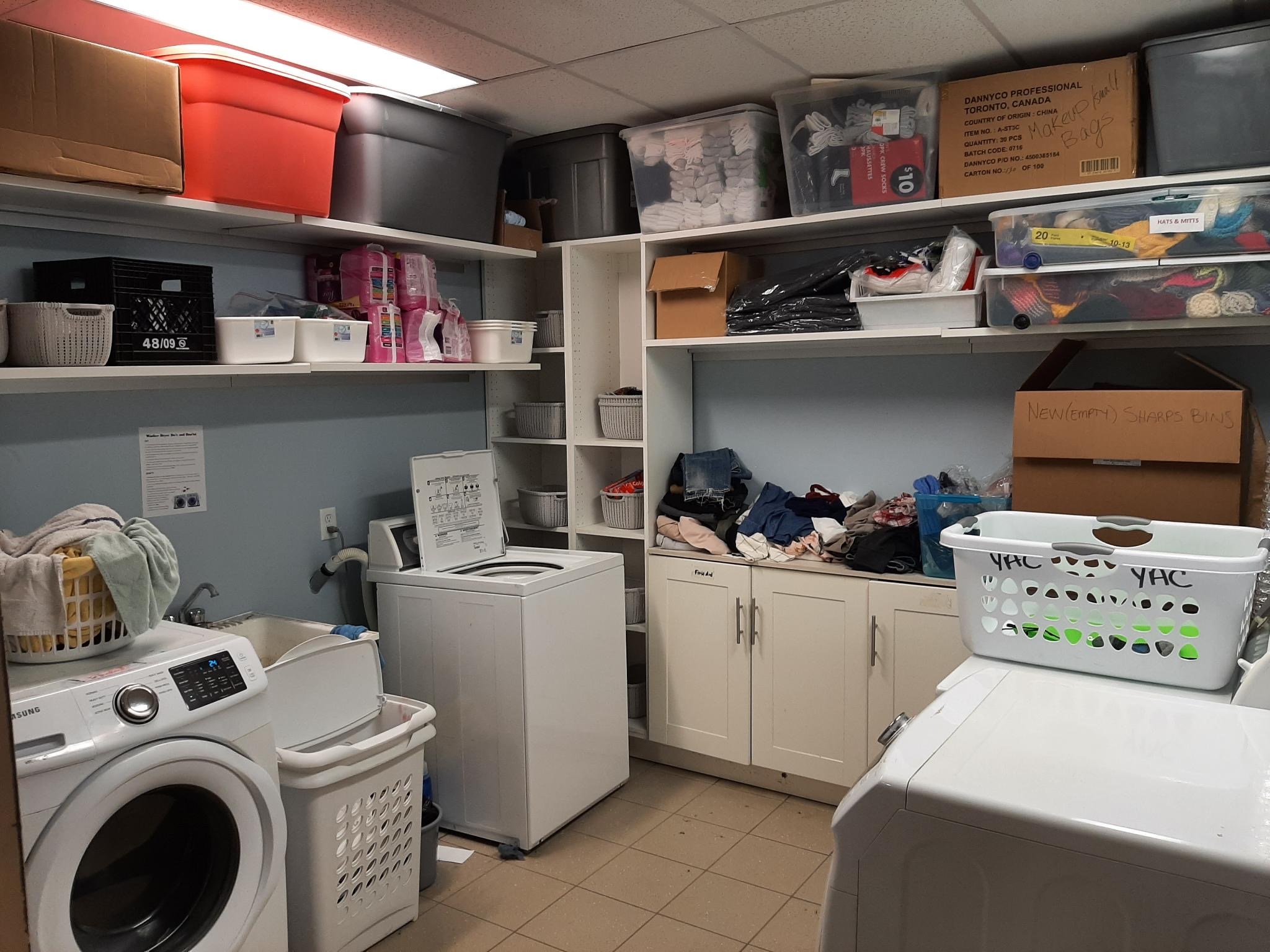 Youth can come into the youth action centre to do their laundry and shower.