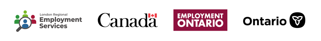 Logos for London Regional Employment Services, The Government of Canada, Employment Ontario, and The Government of Ontario